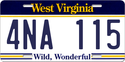 WV license plate 4NA115