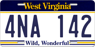 WV license plate 4NA142