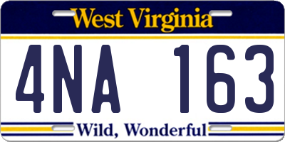 WV license plate 4NA163