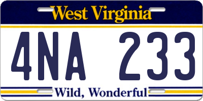 WV license plate 4NA233
