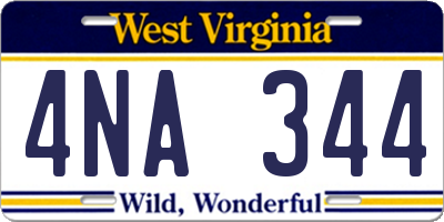 WV license plate 4NA344
