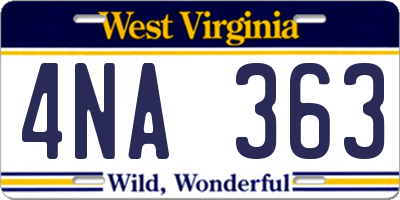 WV license plate 4NA363
