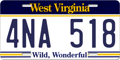 WV license plate 4NA518