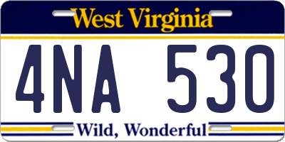 WV license plate 4NA530