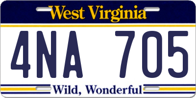 WV license plate 4NA705
