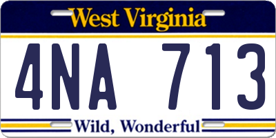 WV license plate 4NA713