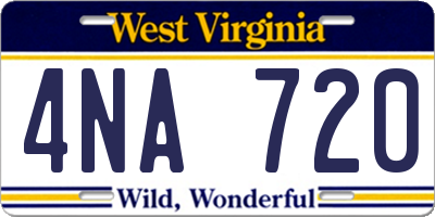 WV license plate 4NA720