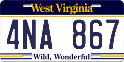 WV license plate 4NA867