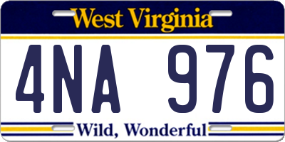 WV license plate 4NA976