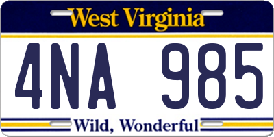 WV license plate 4NA985