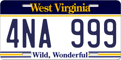 WV license plate 4NA999