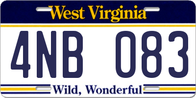 WV license plate 4NB083
