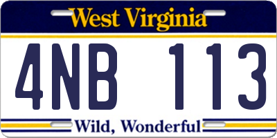 WV license plate 4NB113