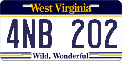 WV license plate 4NB202