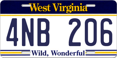 WV license plate 4NB206