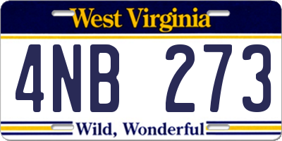WV license plate 4NB273