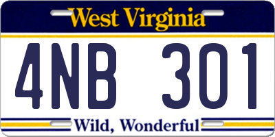 WV license plate 4NB301