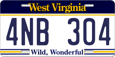 WV license plate 4NB304