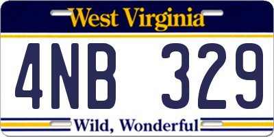 WV license plate 4NB329