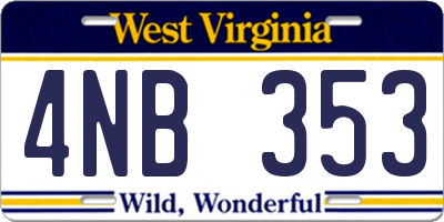 WV license plate 4NB353