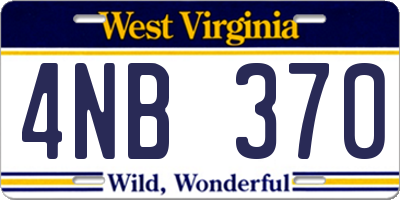 WV license plate 4NB370