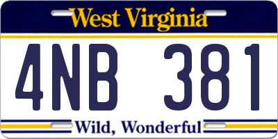 WV license plate 4NB381