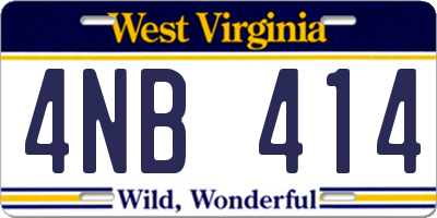 WV license plate 4NB414