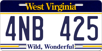 WV license plate 4NB425