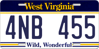 WV license plate 4NB455