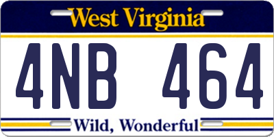 WV license plate 4NB464