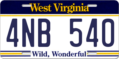 WV license plate 4NB540
