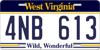 WV license plate 4NB613