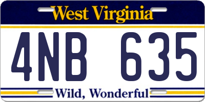 WV license plate 4NB635