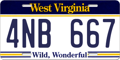 WV license plate 4NB667