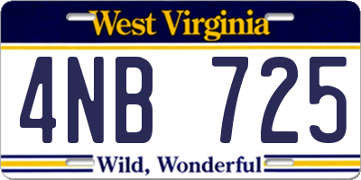 WV license plate 4NB725