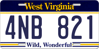 WV license plate 4NB821