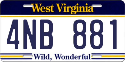 WV license plate 4NB881