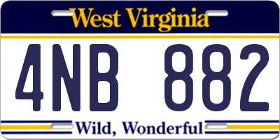 WV license plate 4NB882