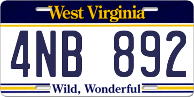 WV license plate 4NB892