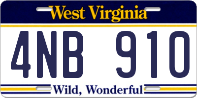 WV license plate 4NB910