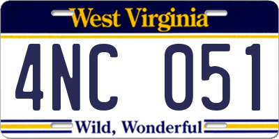 WV license plate 4NC051