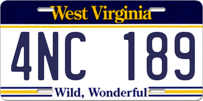 WV license plate 4NC189