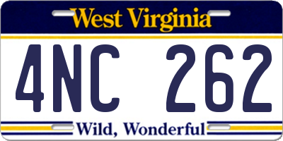 WV license plate 4NC262
