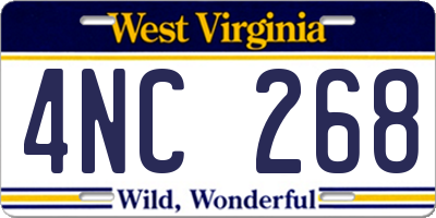 WV license plate 4NC268