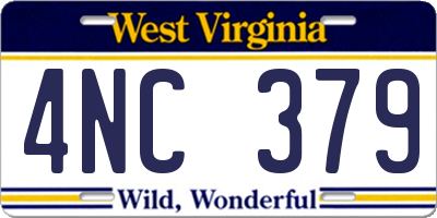 WV license plate 4NC379