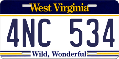 WV license plate 4NC534