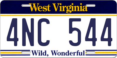 WV license plate 4NC544