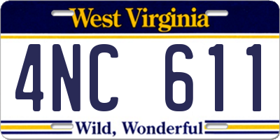 WV license plate 4NC611