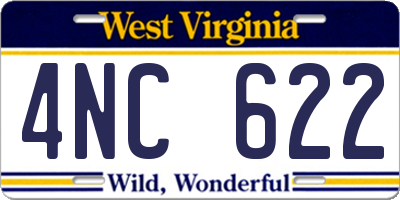 WV license plate 4NC622