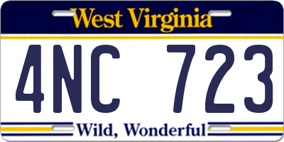 WV license plate 4NC723